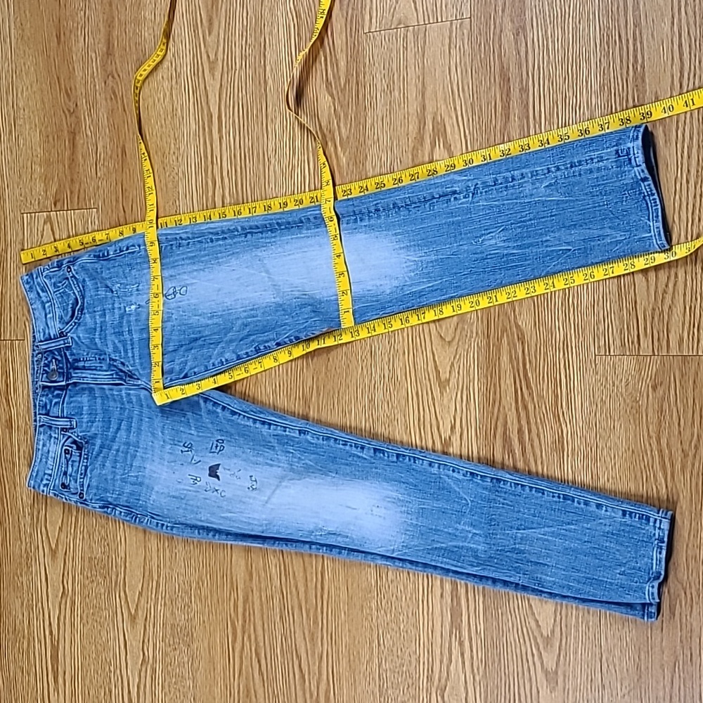 AMERICAN EAGLE 28x30 SLIM EXTREME FLEX 4 FADED DISTRESSED VINT GIRLS JEANS